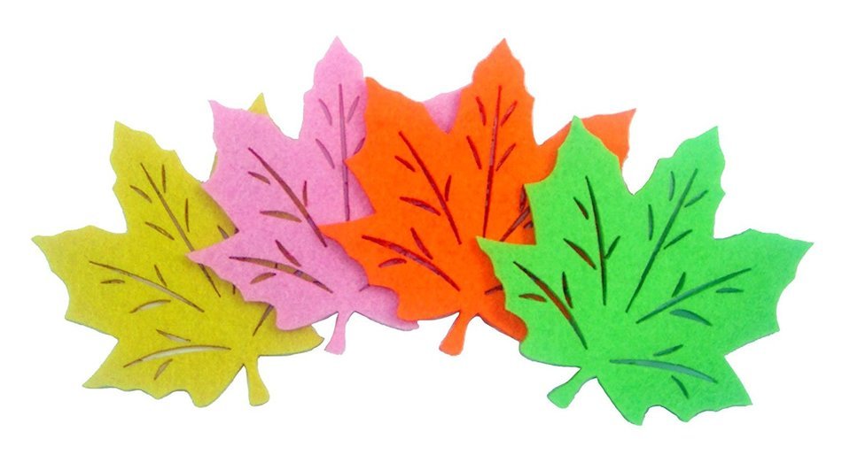 Set of 4 Felt Coasters Colorful Maple Leaf Shape Design Perfect Kitchen Decoration