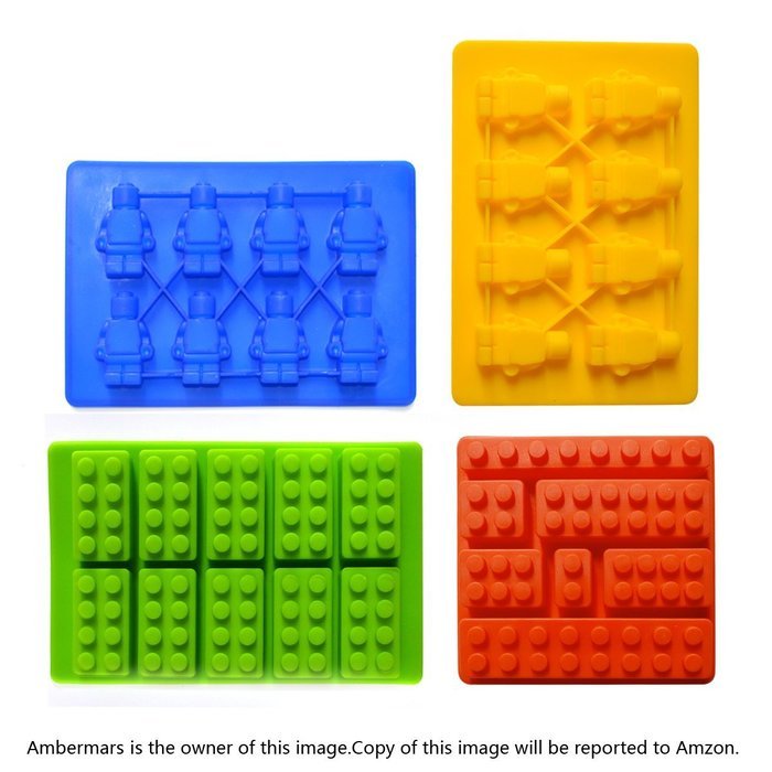 Ambermars Building Bricks and Minifigure Ice Cube Tray or Candy Mold,chocolate Molds,silicone Baking Molds, Premium... N3