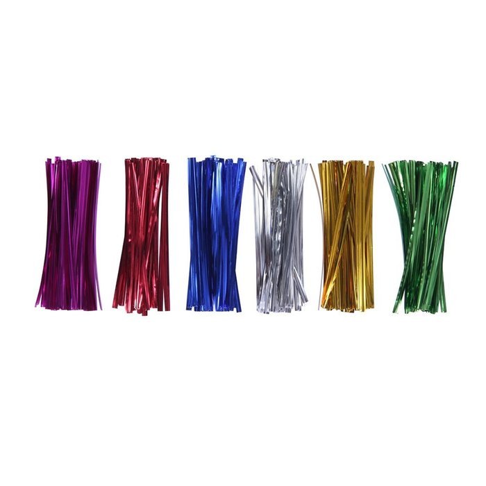 200 Clear Treat Bags 6x9 with 4" Twist Ties 6 Mix Colors - Thick OPP Plastic Bags for Wedding Cookie Birthday... N5