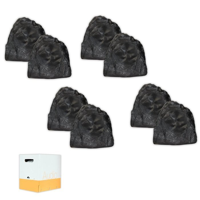 Acoustic Audio G8RS Grey 3200 Watts Outdoor Weatherproof 8" Rock Speakers 4 Pair Pack with Wire G8RS-4PRW