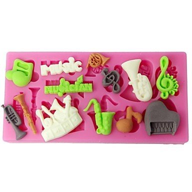 Sher FOUR-C Silicone Cup Cake Mold Musical Instruments Sugarpaste Mould Color Pink