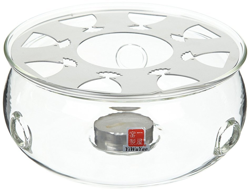 FantasticTea Crystal Clear Glass Teapot Warmer - Large (Diameter 6", Height 3")