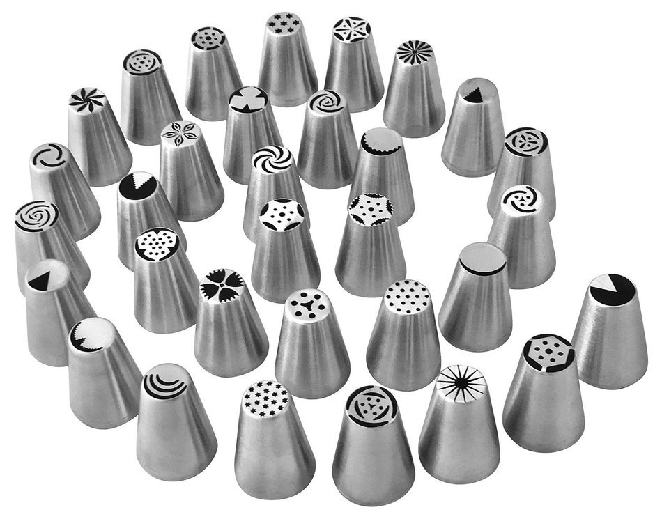 Wiltson Russian Style Stainless Steel Piping Pastry Tips-Made Of Food Grade 304 Stainless Steel- 34 Piece Set... N3