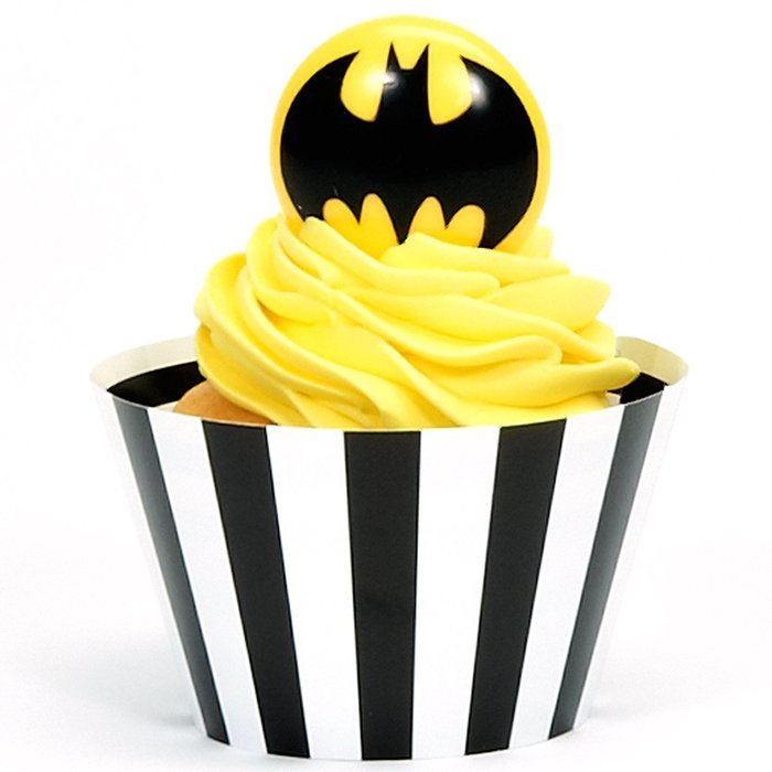 Batman Party Supplies - Cupcake Wrapper and Pick Kit
