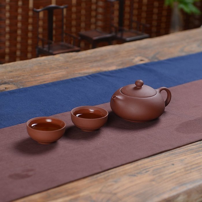 Chinese Yixing Red Clay Handmade Xishi Tea Pot Zisha Teapot with 2 Cups (with tray) N7