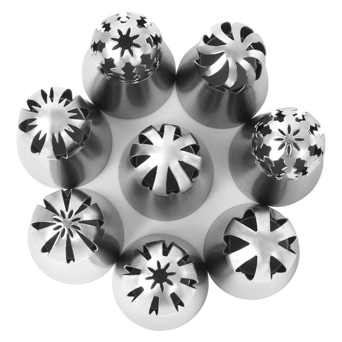 Russian Ball Tips, MCIRCO Cake Decorating Supplies 8-piece Stainless Steel Piping Tips Icing Tips Cookies Macaron... N13