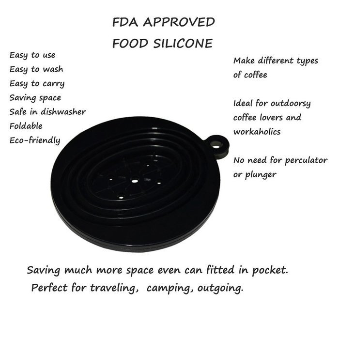 XLstore18 Silicone Collapsible coffee filter with a Free Hook, tea dripper cone, Pour over coffee Brewer, Carafe... N21