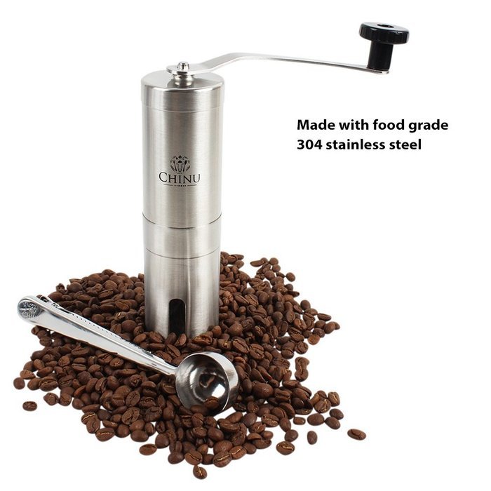 Chinu Manual Coffee Grinder with Ceramic Conical Burr Mill &ndash; 4 Piece Set, Includes Stainless Coffee Bean Scoop... N3