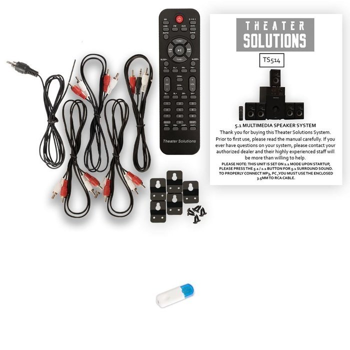 Theater Solutions TS514 Home 5.1 Speaker System with USB Bluetooth and FM Tuner N2