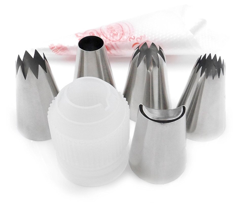 Pridebit Cupcake/Cake Decorating Tips 5 Extra Large (4 Classic Tips+1 Ruffle Tip) Stainless Steel Piping Icing... N3