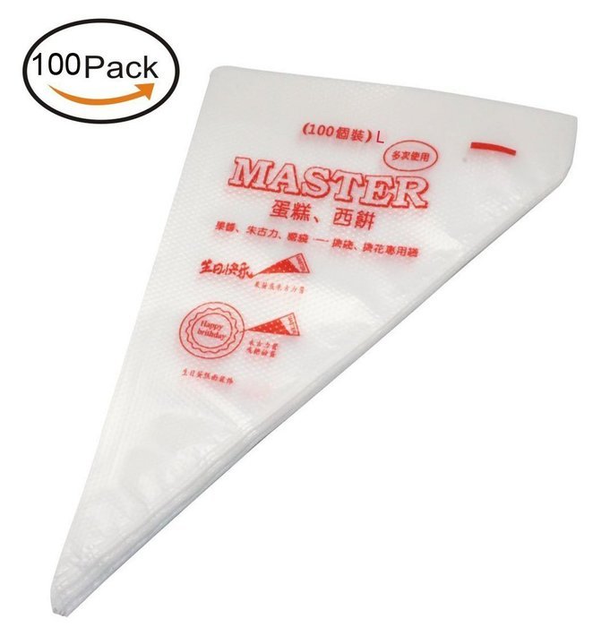 Fashionclubs Plastic Disposable Icing Piping Pastry Bags Cake Decorating Tools Pack of 100 N2