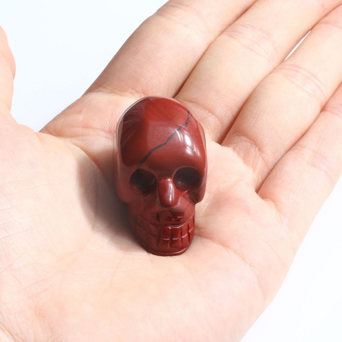 JOVIVI Hand Carved Natural Gemstone Healing Reiki Skull Head Statue Figurine 1.5 inches w/Box (Turquoise) N35