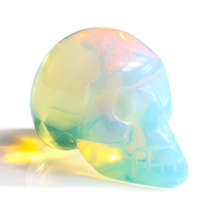 JOVIVI Hand Carved Natural Gemstone Healing Reiki Skull Head Statue Figurine 1.5 inches w/Box (Turquoise) N39