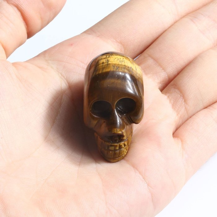 JOVIVI Hand Carved Natural Gemstone Healing Reiki Skull Head Statue Figurine 1.5 inches w/Box (Turquoise) N42