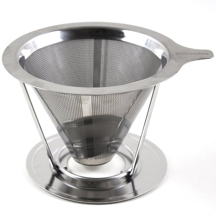 Pour Over Coffee Dripper Cone Made of Food Grade Stainless 18/8 Steel, Reusable Paperless Double Mesh Filter,... N5