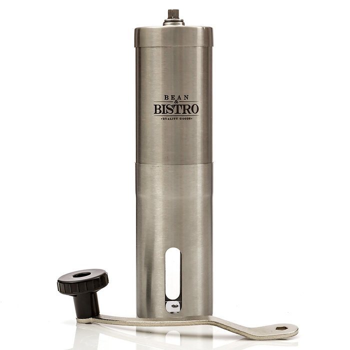 The Original Manual Coffee Grinder by Bean & Bistro - Adjustable Ceramic Burr, Stainless Steel Body, Portable N4
