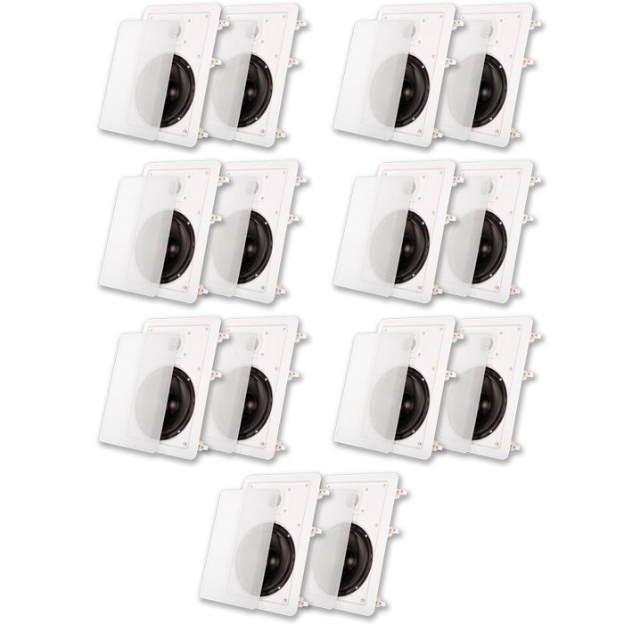 Acoustic Audio MT6 In Wall 6.5" Speaker 7 Pair Pack 2 Way Home Theater 3500 Watt MT6-7PR