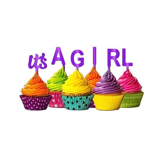 It's a Girl Cupcake Topper Party Favors Baby shower Glitter chartreuse N18