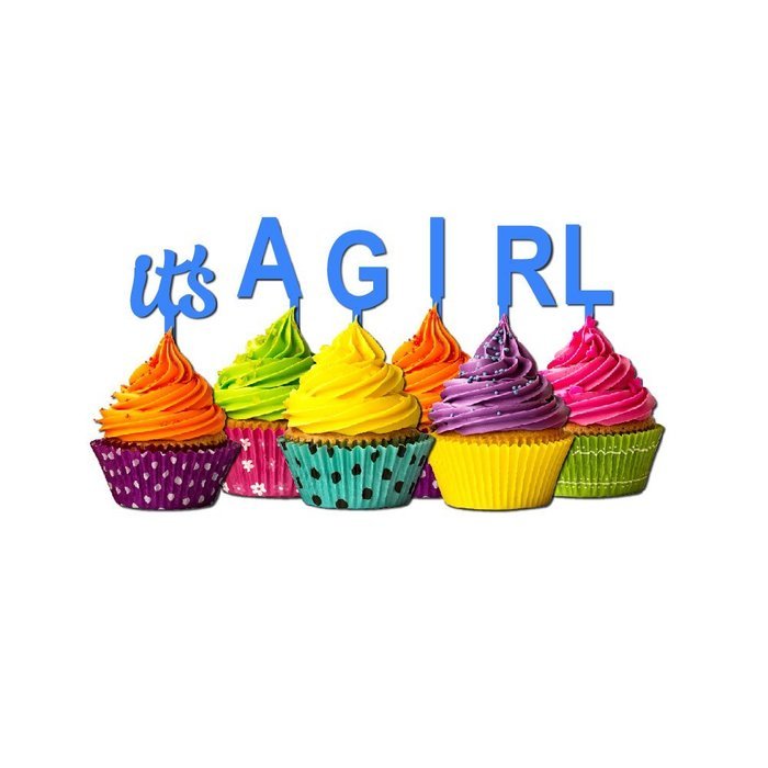 It's a Girl Cupcake Topper Party Favors Baby shower Glitter chartreuse N19