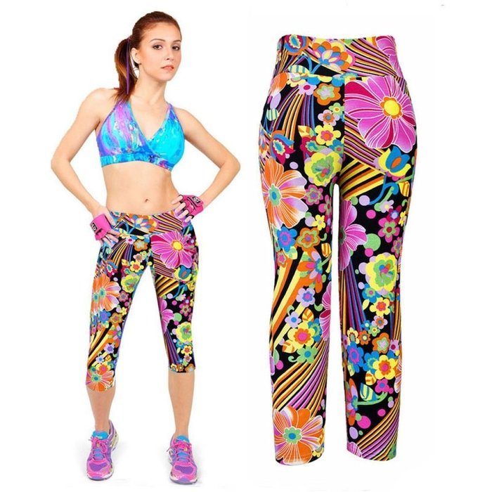 PHOTNO High Waist Fitness Yoga Sport Pants Printed Stretch Cropped Leggings N11