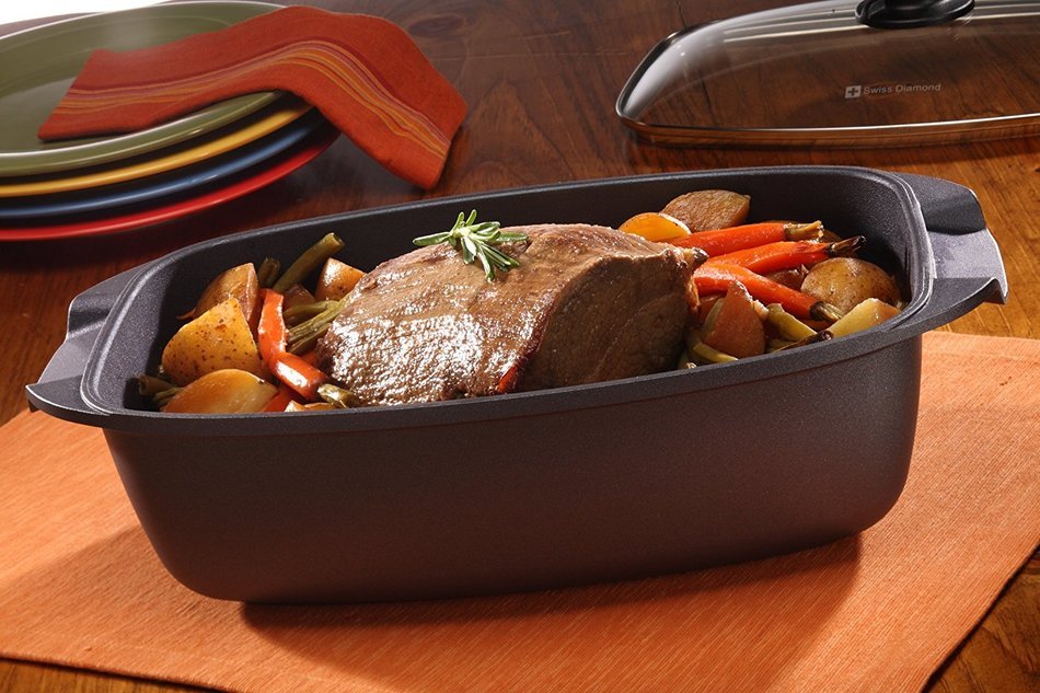 Swiss Diamond Nonstick Roaster with Lid - 5.3 qt (8.3 x 13") N5
