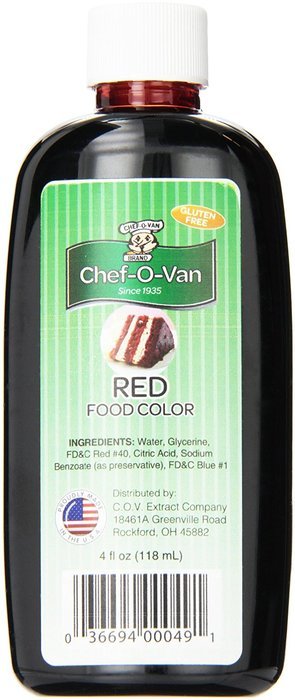 Chef-O-Van Food Coloring, Red, 4 Ounce N2