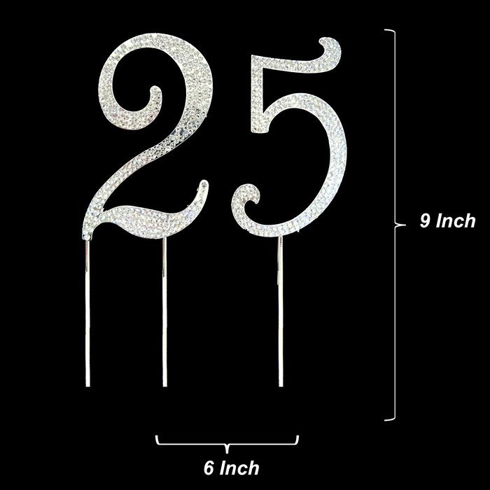 Number 2 Rhinestone Crystal Cake Topper Silver, Numbers, Letters for Wedding, Birthday, Anniversary, Party. Shine... N49