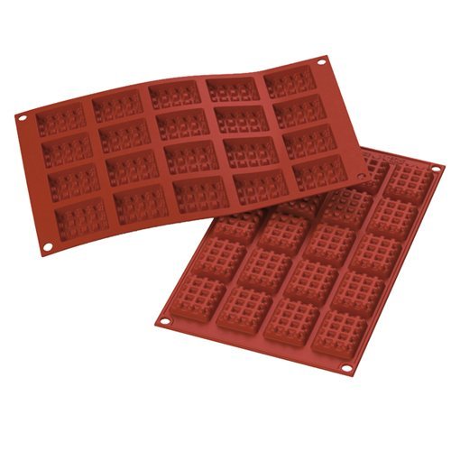 Silikomart Professional Silicone Mold Waffle Shape 0.4 Oz, 1.7" x 1.3" x .39" High, 20 Cavities
