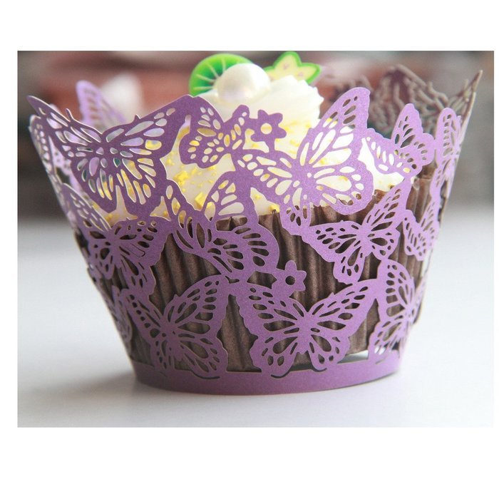 Kuke 24 pcs Dancing Butterfly Laser Cut Cupcake Wrappers Cupcake Liners Muffin Container for Baby Shower Baby... N10