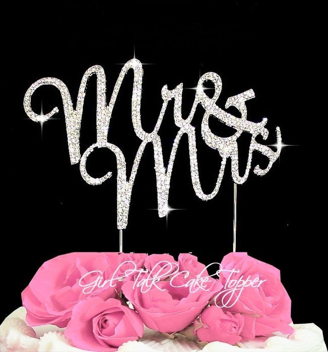 Girl Talk Cases Wedding Cake crystal cake topper Mr & Mrs rhinestone crystals blingy Monogram cake topper