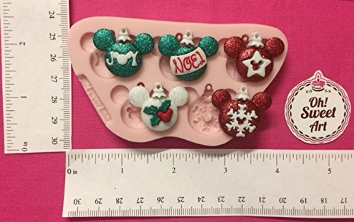 Christmas Ornaments Mickey Mouse,fondant, soap cupcake topper Cake Silicone Mold By Oh! Sweet Art FDA Approved... N2