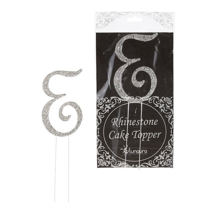 Lunaura - Sparkling Rhinestone Letter Cake Topper - E