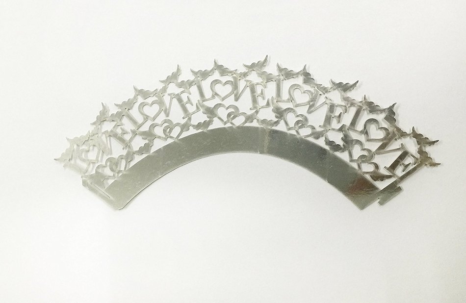 HUAL Cupcake Wrappers 50 Filigree Artistic Bake Cake Mirror Paper Cups LOVE Lace Laser Cut Liner Baking Cup Muffin... N6