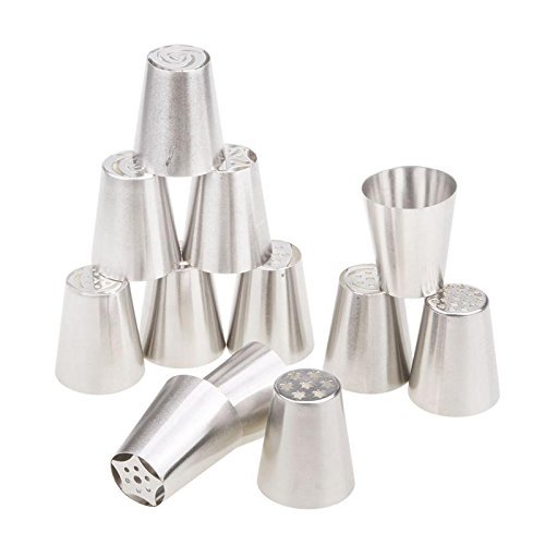 Cake Decorating Piping Tips 15 Pcs Stainless Steel Russian Tulip Icing Piping Kit Nozzles Cake Decoration Tips... N20