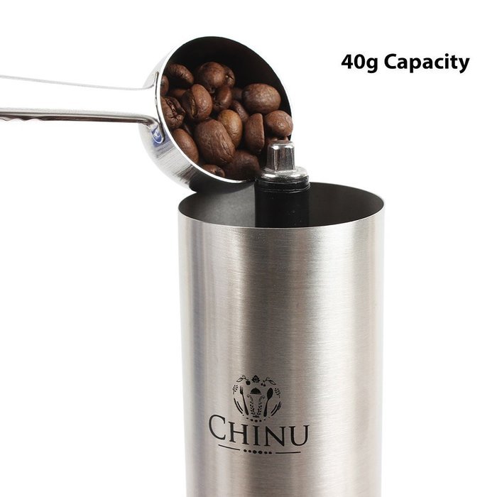 Chinu Manual Coffee Grinder with Ceramic Conical Burr Mill &ndash; 4 Piece Set, Includes Stainless Coffee Bean Scoop... N5