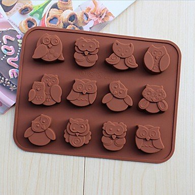 Y&XL&H 12 Holes Silicone Owl Cake Decor Mould Candy Cookies Chocolate Mold Reusable Ice Sugar Mold N4