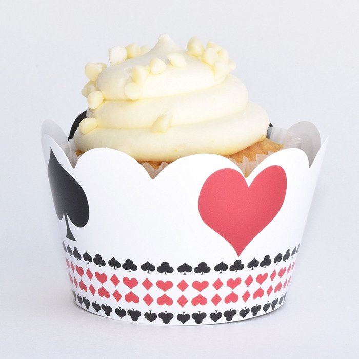 Vegas Casino Cupcake Wrappers, Black and White Striped, Confetti Couture Party Supplies, 36 Wraps N9
