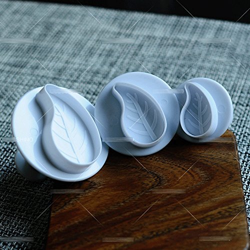 Anyana 3pcs set Leaves Plastic Plunger And Cookie Cutter Cake Mould Tool Kitchen Tool Sugar Paste Baking Mould... N2