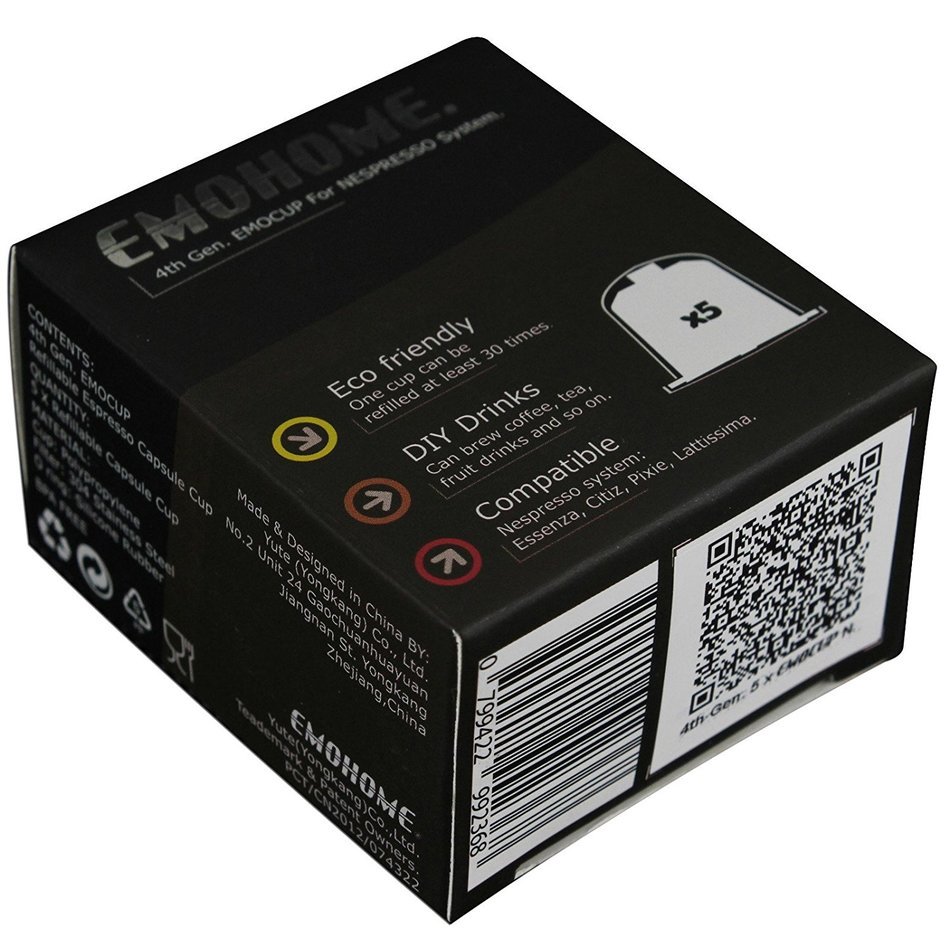 Emohome Reusable Nespresso Capsules - Fillable Nespresso Tea Coffee Espresso Compatible Pod N2