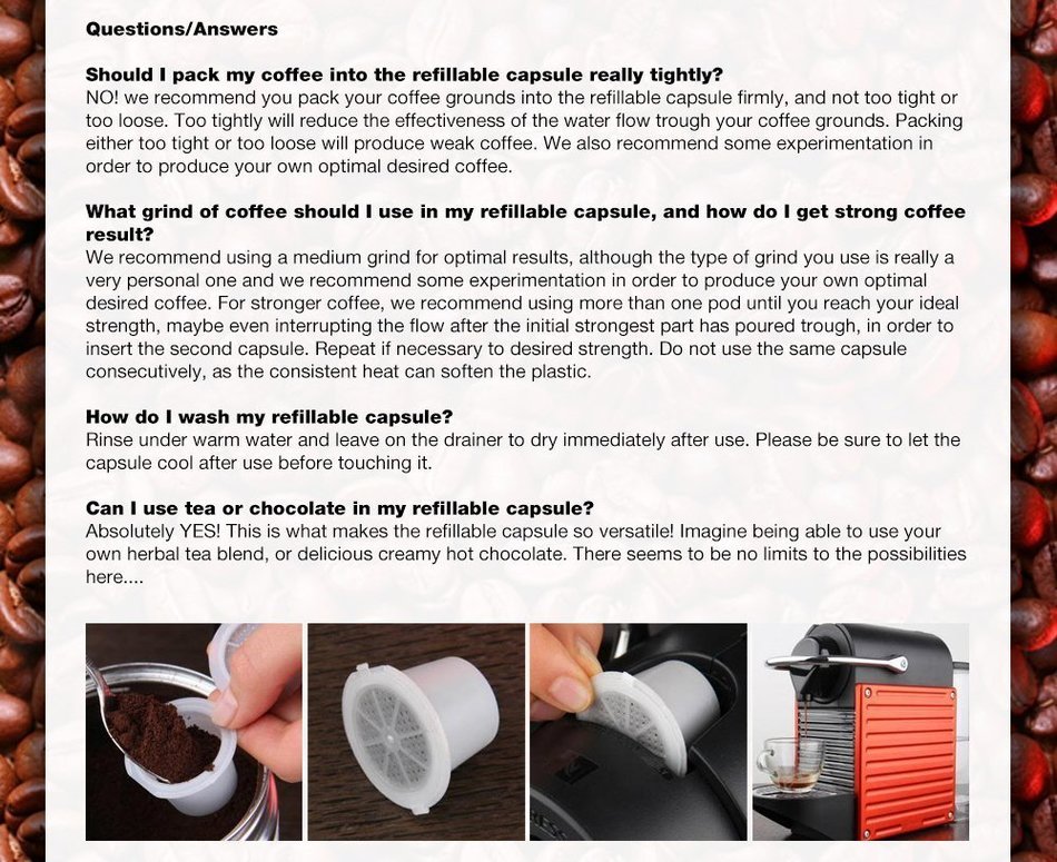 Emohome Reusable Nespresso Capsules - Fillable Nespresso Tea Coffee Espresso Compatible Pod N3