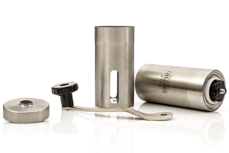 The Original Manual Coffee Grinder by Bean & Bistro - Adjustable Ceramic Burr, Stainless Steel Body, Portable N6