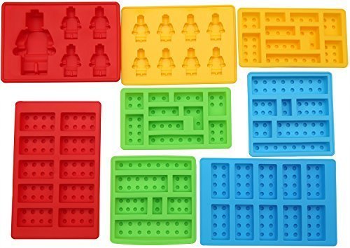 Fanhome Silicone Candy Molds For Lego Lovers, Chocolate Molds, Ice Cube Molds, Baking Molds (Set of 8) N5