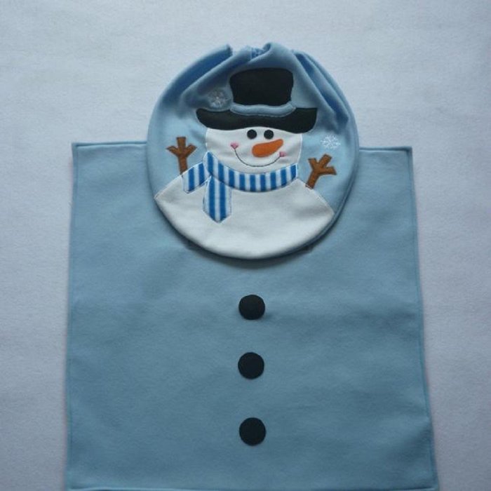 2PCS Toilet Seat Cover,Morecome Fancy Snowman and Rug Bathroom Set Christmas Decor N4