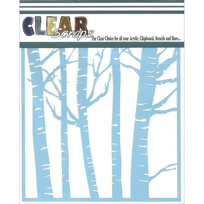 Clear Scraps CSSM6-FRST Translucent Plastic Film Stencil, Forest Trees, 6-Inch x 6-Inch