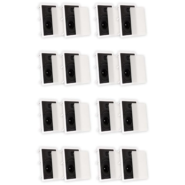 Theater Solutions TS80W In Wall 8" Speakers Surround Sound Home Theater 8 Pair Pack