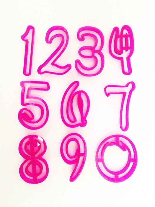 Numbers in a Funky script style font. For Cake Decorating icing Fondant