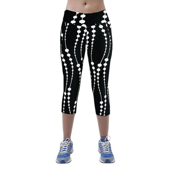 PHOTNO High Waist Fitness Yoga Sport Pants Printed Stretch Cropped Leggings N17