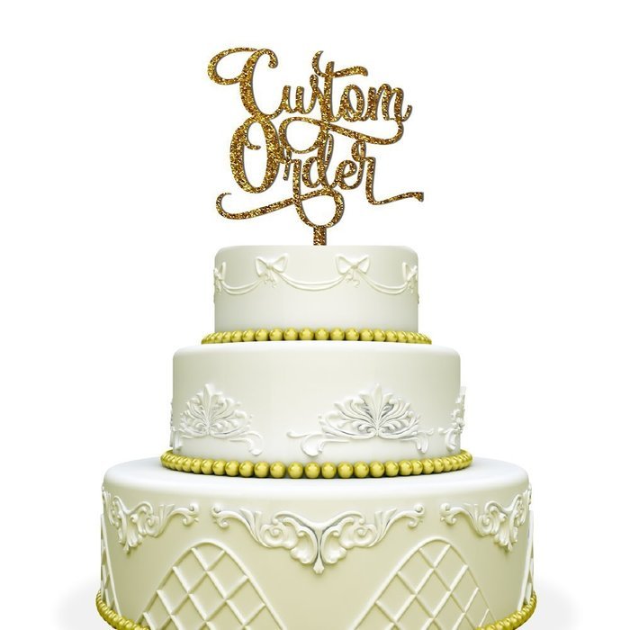 Custom Cake Topper For Weddings and Birthdays Mirrored Gold N3