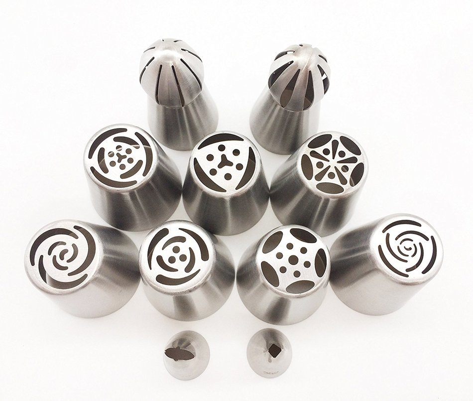 KOOTIPS 11pcs/ set Sphere Ball Tips Make Flowers and Leaf Tips Russian Icing Piping Nozzles Tips N7