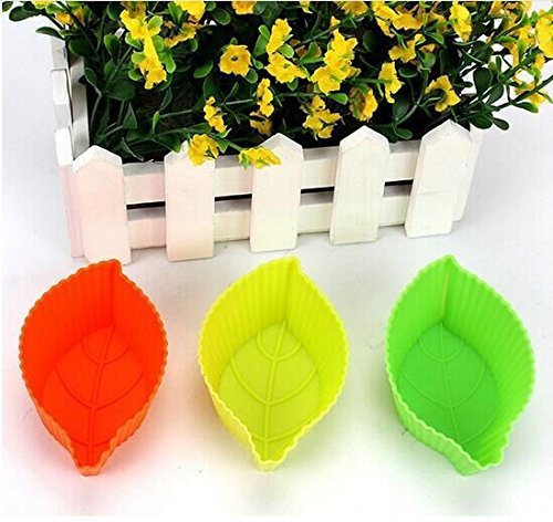 Drhob 6 PCS baking tools Food kitchen silicone DIY leaf shape cake mould N2